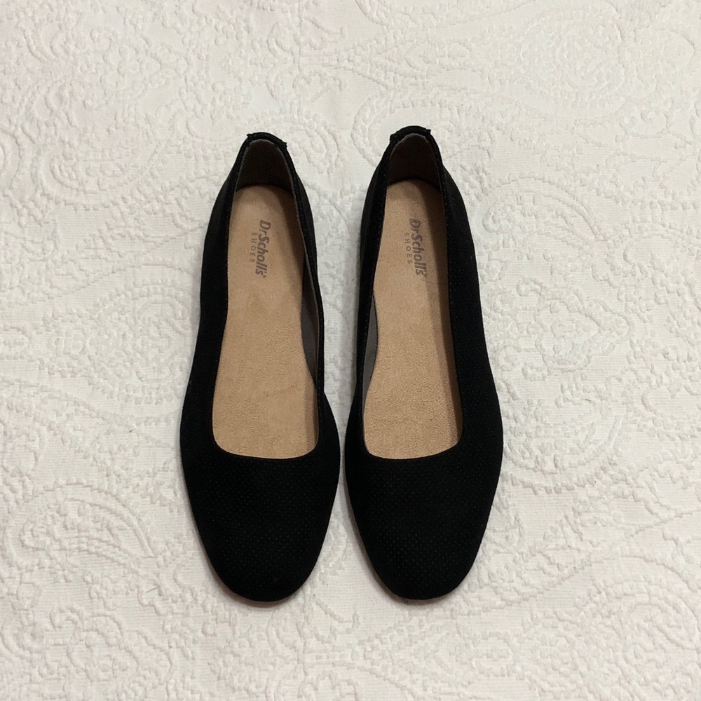 Dr. Scholl's Size 9M Black Suede Slip-On Ballet Flats